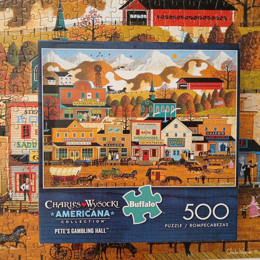 Buffalo Charles Wysocki Pete's Gambling Hall 500 Complete Thick Puzzle Americana